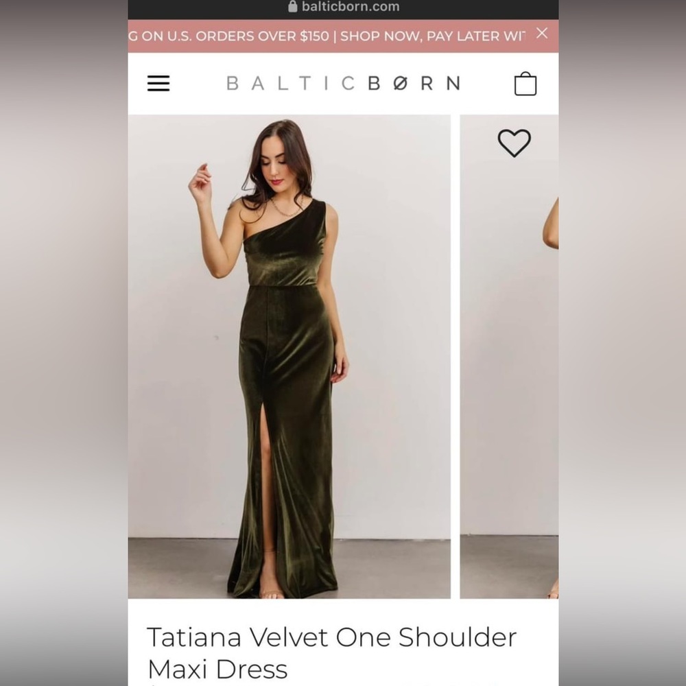 Green velvet one shoulder bridesmaid dress